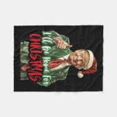 私はクリスマストランプ1の家おもしろいに帰る フリースブランケット (正面(横))