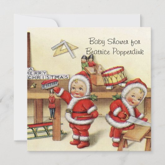 私はクリスマスベビーギフトセット、シャワー付属品 招待状 (正面)