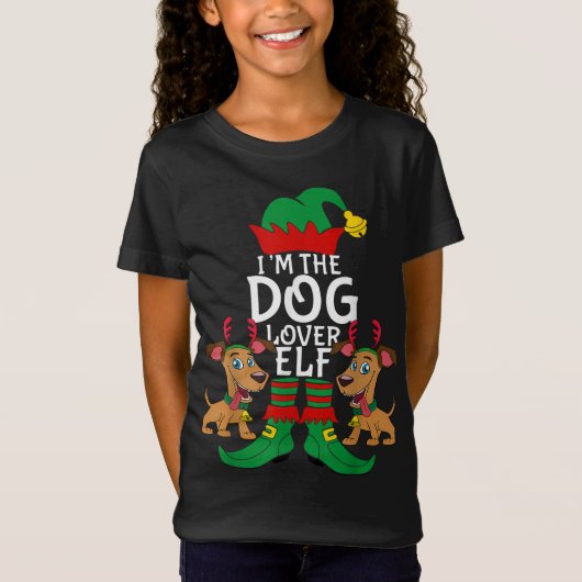 私はクリスマスペットの飼い主に合う犬の恋人小妖精や小人 Tシャツ (正面)