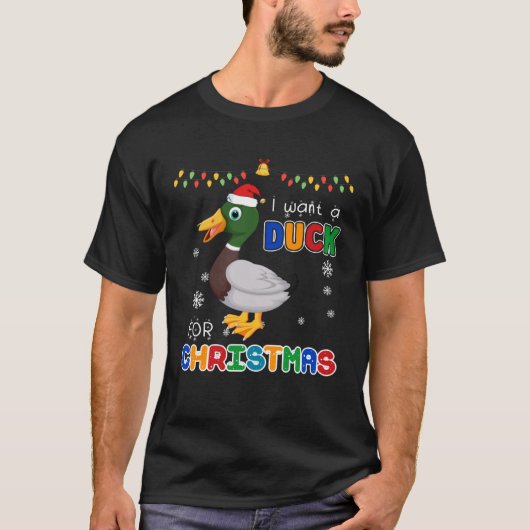 私はクリスマス動物の醜いクリスマスのためのアヒルが欲しい Tシャツ (正面)