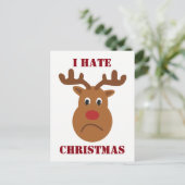 私はクリスマス悲しいトナカイ葉書が嫌いだ シーズンポストカード (スタンド正面)