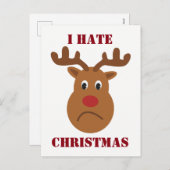 私はクリスマス悲しいトナカイ葉書が嫌いだ シーズンポストカード (正面/裏面)