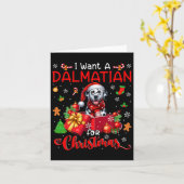 私はクリスマス所有者サンタドッグIのためのダルマチアがほしい カード (黄色い花)