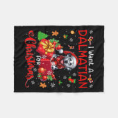 私はクリスマス所有者サンタドッグIのためのダルマチアがほしい フリースブランケット (正面(横))