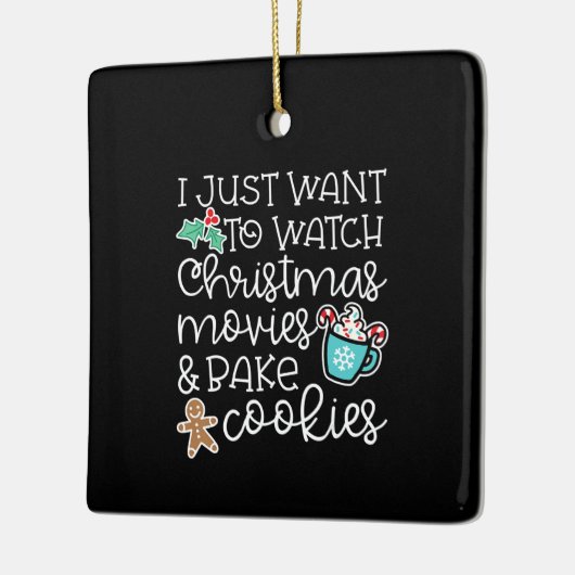 私はクリスマス映画がクッキーを焼くのを見たいだけだ セラミックオーナメント (左)