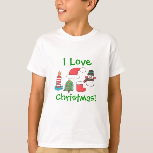 "私はクリスマス項目が付いているクリスマス"のティー愛します Tシャツ (正面)