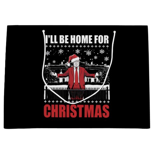 私はクリスマス・トランプ第47代米国大統領の家に帰る ラージペーパーバッグ (正面)