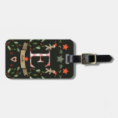 私はクリスマス・モノグラム「E」の旅行で名前を付けている ラゲッジタグ (正面横)