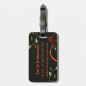 私はクリスマス・モノグラム「E」の旅行で名前を付けている ラゲッジタグ (裏面縦)