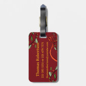 私はクリスマス・モノグラム「T」の旅行で名前を付けている ラゲッジタグ (裏面縦)