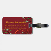 私はクリスマス・モノグラム「T」の旅行で名前を付けている ラゲッジタグ (裏面横)