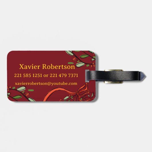 私はクリスマス・モノグラム「X」の旅行で名前を付けている ラゲッジタグ (裏面横)