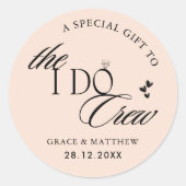 私はクルー結婚式パーティーのギフトの好意赤面ピンク ラウンドシール (正面)