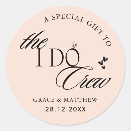 私はクルー結婚式パーティーのギフトの好意赤面ピンク ラウンドシール (正面)