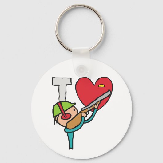 私はクレイピジョン射撃、 発砲 キーホルダー (正面)