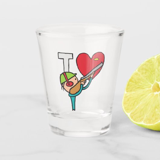 私はクレイピジョン射撃、 発砲 ショットグラス (正面)