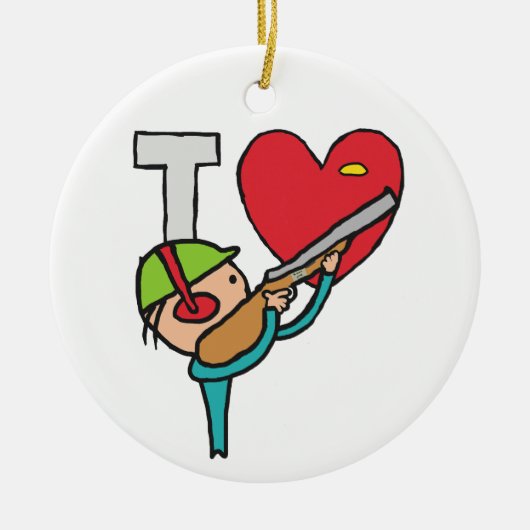 私はクレイピジョン射撃、 発砲 セラミックオーナメント (正面)