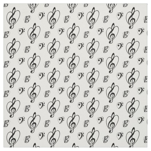 "私はクレフ、音符記号"の生地愛します ファブリック (見本)