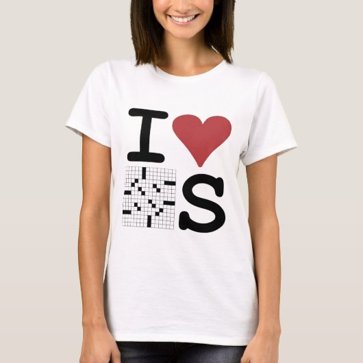 私はクロスワードパズル衣類および付属品を愛します Tシャツ (正面)