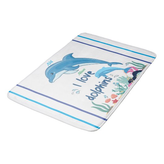 私はクールモダンイルカの引用文名モノグラム大好き バスマット (アングル)