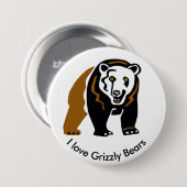 私はクールGRIZZLYクマが大好き – 野生生物 – 自然 缶バッジ (正面&裏面)