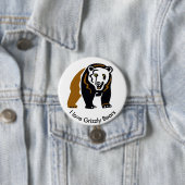 私はクールGRIZZLYクマが大好き – 野生生物 – 自然 缶バッジ (インサイチュ)