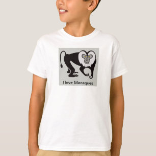 私はクールMACAQUESが大好き – 絶滅危惧動物グラフィック Tシャツ
