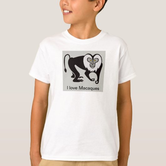 私はクールMACAQUESが大好き – 絶滅危惧動物グラフィック Tシャツ (正面)