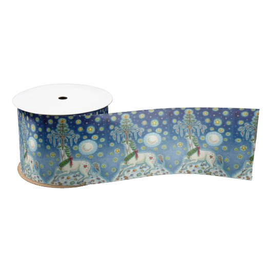 私はク信じリスマスのユニコーンのファンタジーリボンで サテンリボン (リール)