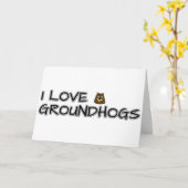 私はグラウンドホッグが大好き カード (黄色い花)