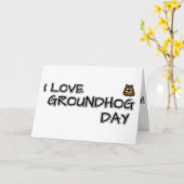 私はグラウンドホッグの日が大好き カード (黄色い花)