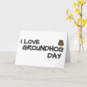 私はグラウンドホッグの日が大好き カード (黄色い花)