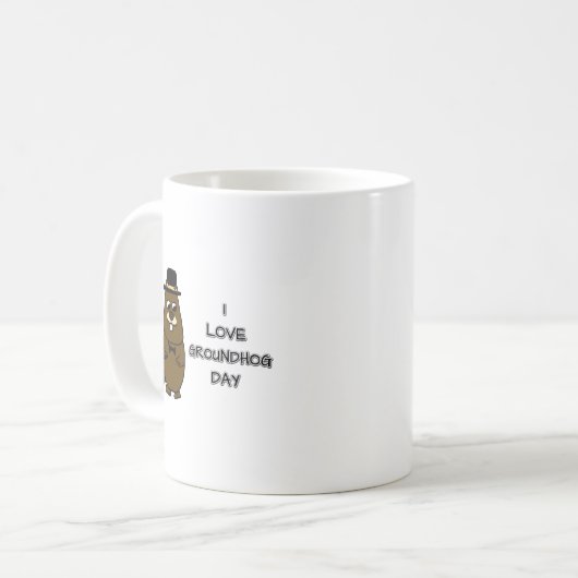 私はグラウンドホッグの日が大好き コーヒーマグカップ (正面左)