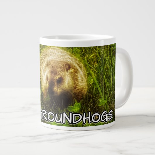 私はグラウンドマグカップが大好き ジャンボコーヒーマグカップ (正面右)