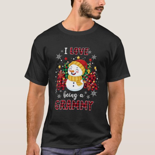 私はグラミーな雪だるまクリスマスツリークリスマスであるのが大好き Tシャツ (正面)
