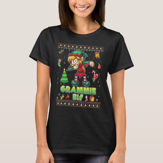私はグラミー小妖精や小人マッチングファミリークリスメリーマ Tシャツ (正面)