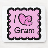 私はグラムのかわいいTシャツを愛します マウスパッド (正面)