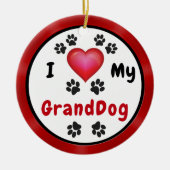私はグランドドッグのオーナメント、バルクまたは一買つ好き セラミックオーナメント (正面)
