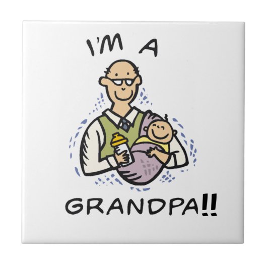 私はグランドパ – グランドパとベビーTシャツとギフト タイル (正面)