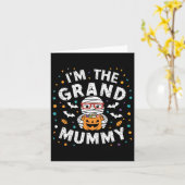 私はグランドミイラのハロウィーンミイラおばあちゃんのコスム カード (黄色い花)