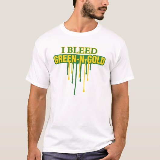 私はグリーンとゴールドの血を流す Tシャツ (正面)