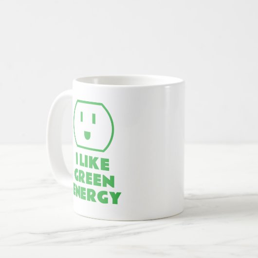 私はグリーンエナジーhappy wall socketコーヒーマグが好き コーヒーマグカップ (正面左)