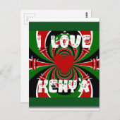 私はケニアが大好き:美しい美しい国旗色 ポストカード (正面/裏面)