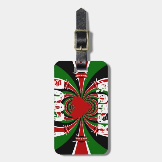 私はケニアが大好き:美しい美しい国旗色 ラゲッジタグ (正面縦)