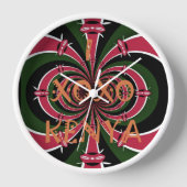 私はケニアXOXOブラックレッドグリーン国旗の色が大好き 壁時計 (正面)