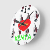 私はケニヤXOXOを愛します ラウンド壁時計 (傾斜)