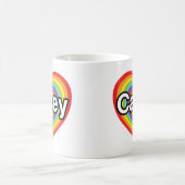 私はケーシーが大好き:レインボーハート コーヒーマグカップ (中央)
