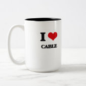 私はケーブルを愛します ツートーンマグカップ (左)