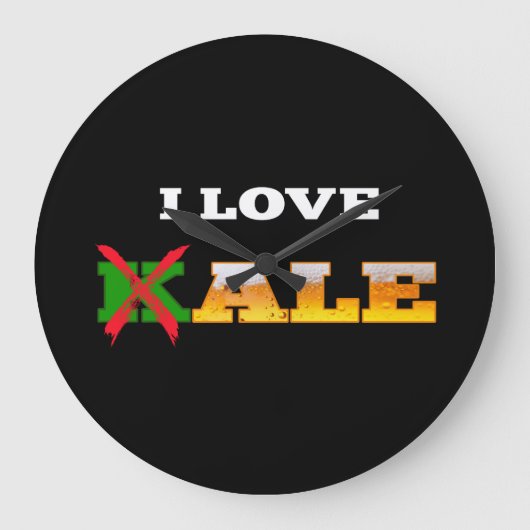 私はケールが大好きおもしろいで、ビール好きのネディーギフト。 ラージ壁時計 (正面)