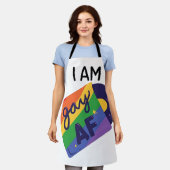 私はゲイおもしろいAF LGBTプライド月 エプロン (着用した状態)
